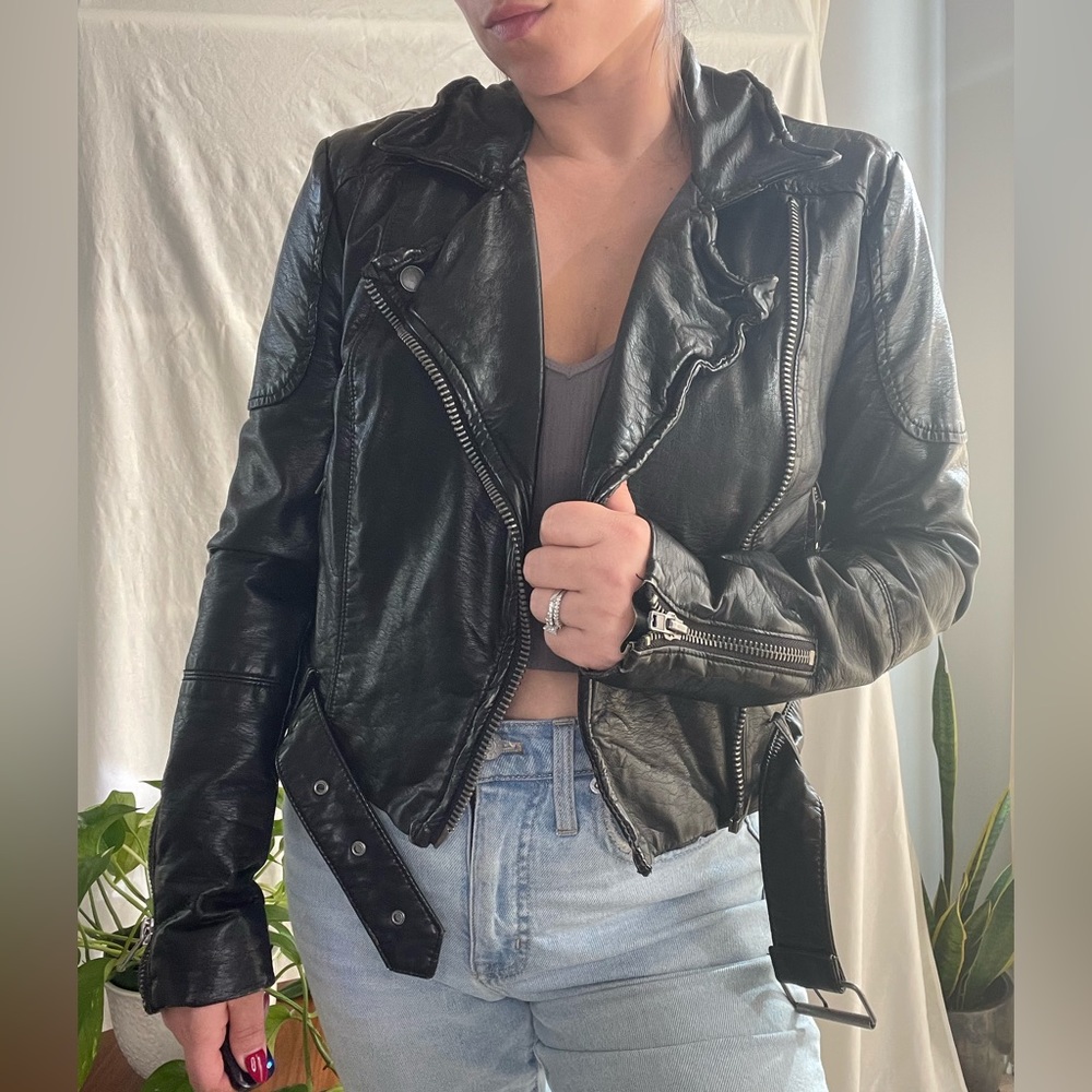 Black Faux Leather Free People Jacket